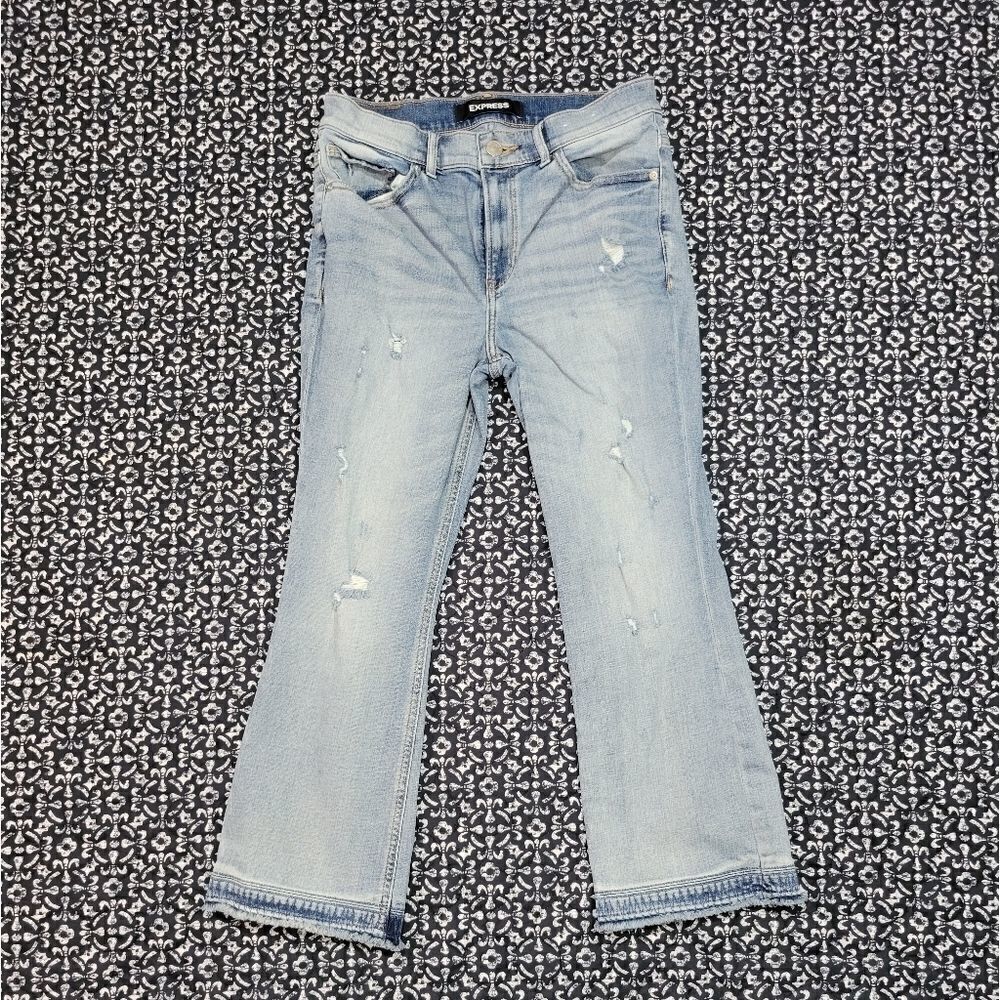 Express Cropped Bell Flare High Rise Jeans